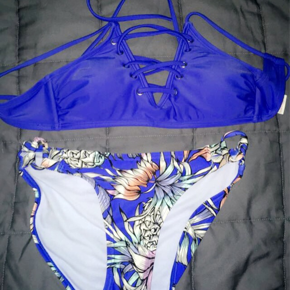 Blue and Floral Bikini